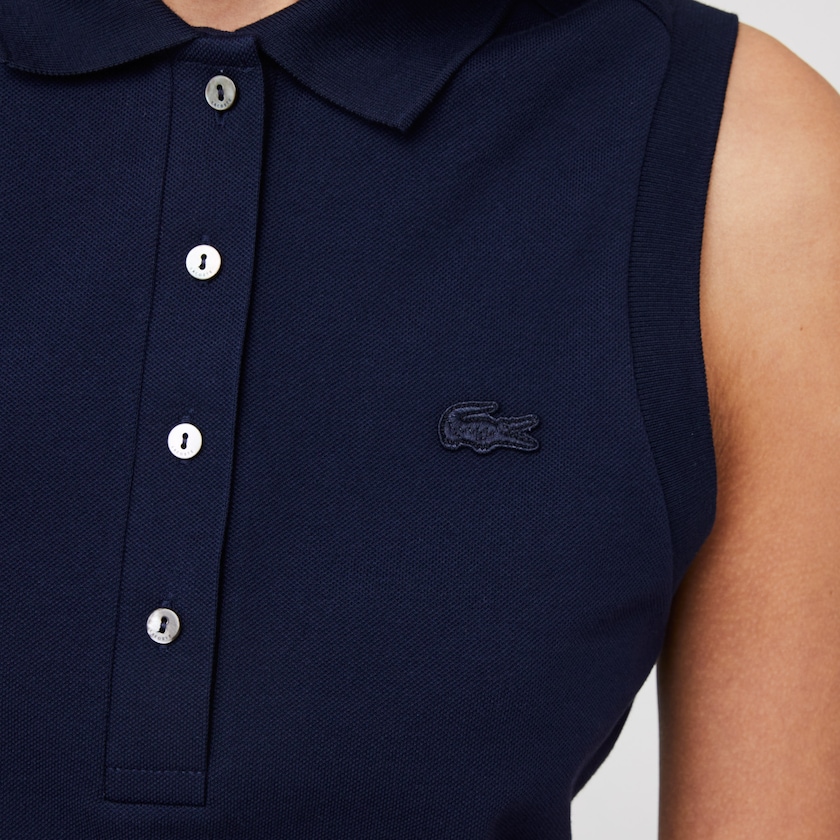 Camisa Polo Azul Marinho Azuis Feminino Lacoste Sleeveless Cotton Piqué GO1-32303F1