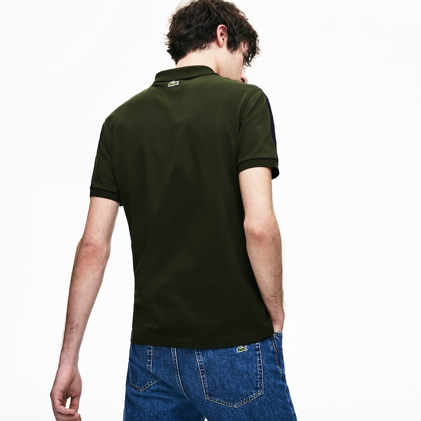 Camisa Polo Caqui Verdes Azul Marinho Azuis Masculino Lacoste Slim Fit Cotton Mini Piqué YC5-77967Q2