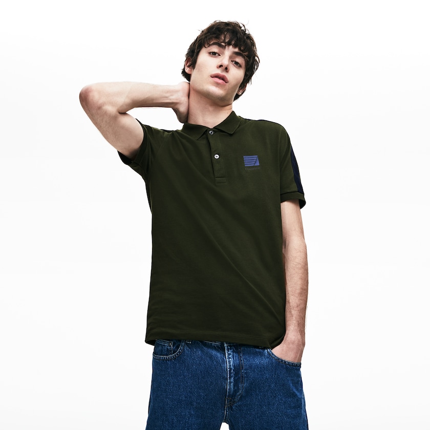 Camisa Polo Caqui Verdes Azul Marinho Azuis Masculino Lacoste Slim Fit Cotton Mini Piqué YC5-77967Q2