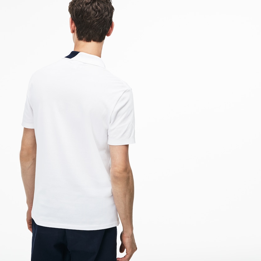 Camisa Polo Branco Azul Marinho Azuis Masculino Lacoste Slim Fit Lettering Stretch Mini Piqué UM0-97839C0
