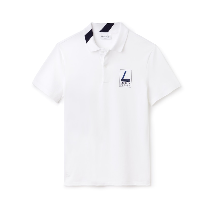 Camisa Polo Branco Azul Marinho Azuis Masculino Lacoste Slim Fit Lettering Stretch Mini Piqué UM0-97839C0
