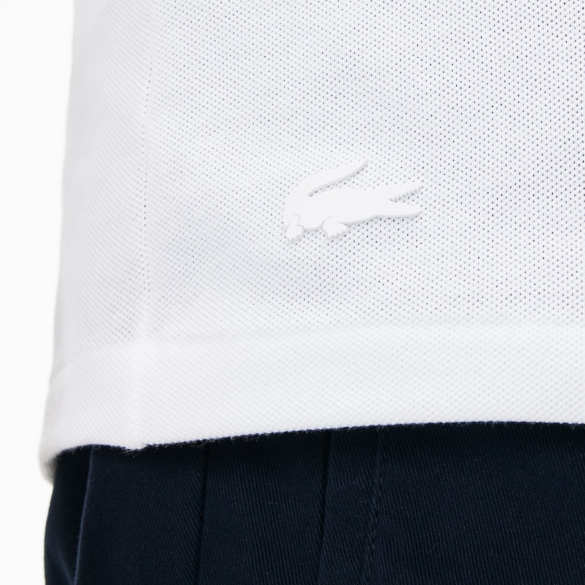 Camisa Polo Branco Azul Marinho Azuis Masculino Lacoste Slim Fit Lettering Stretch Mini Piqué UM0-97839C0
