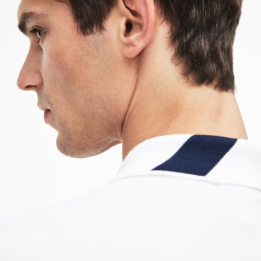 Camisa Polo Branco Azul Marinho Azuis Masculino Lacoste Slim Fit Lettering Stretch Mini Piqué UM0-97839C0