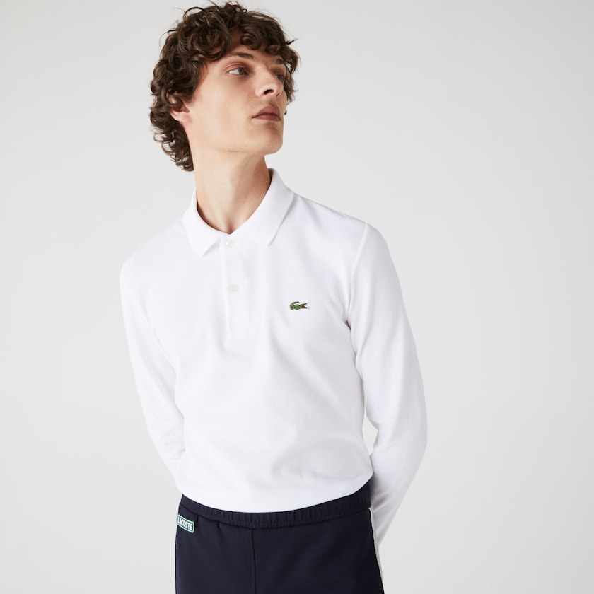 Camisa Polo Branco Masculino Lacoste Slim Fit Petit Piqué QN5-94769P9