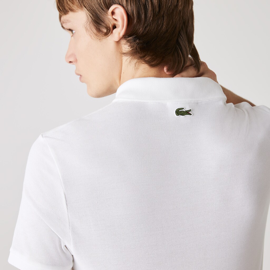 Camisa Polo Branco Masculino Lacoste Slim Fit Solid Cotton Piqué With Badge UU8-41074V6