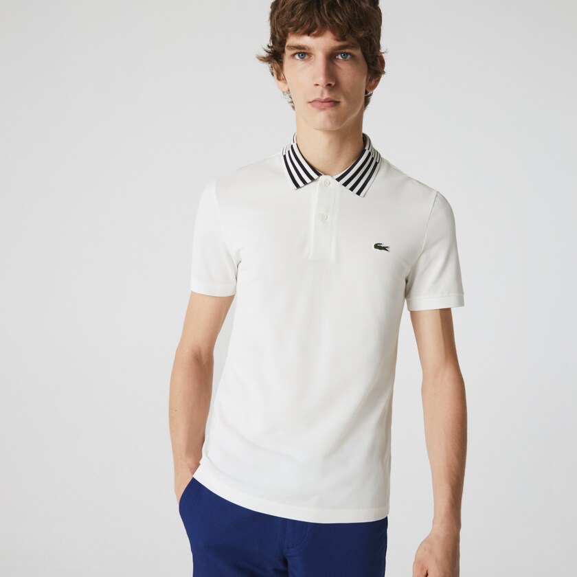 Camisa Polo Branco Masculino Lacoste Slim Fit Stretch Piqué Heritage AZ7-21262L5