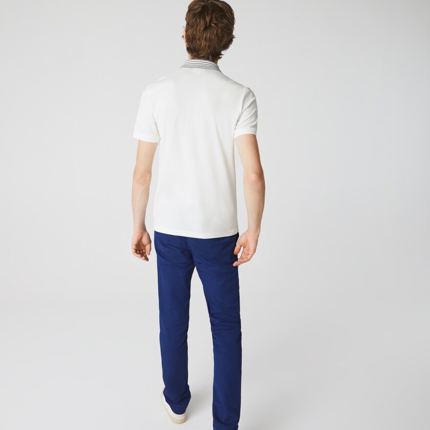 Camisa Polo Branco Masculino Lacoste Slim Fit Stretch Piqué Heritage AZ7-21262L5