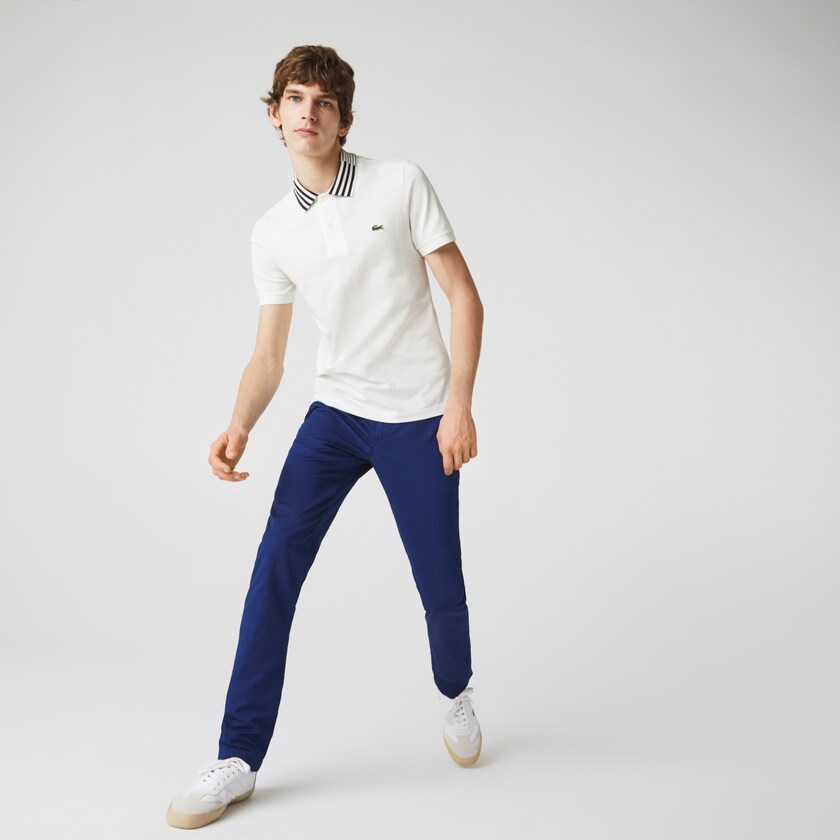 Camisa Polo Branco Masculino Lacoste Slim Fit Stretch Piqué Heritage AZ7-21262L5