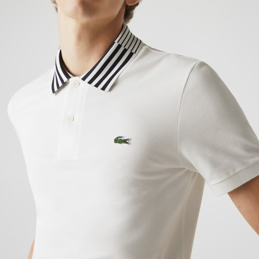 Camisa Polo Branco Masculino Lacoste Slim Fit Stretch Piqué Heritage AZ7-21262L5