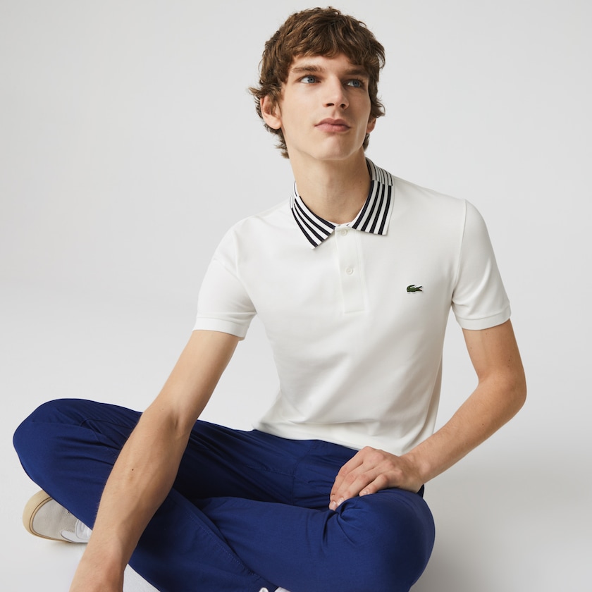 Camisa Polo Branco Masculino Lacoste Slim Fit Stretch Piqué Heritage AZ7-21262L5