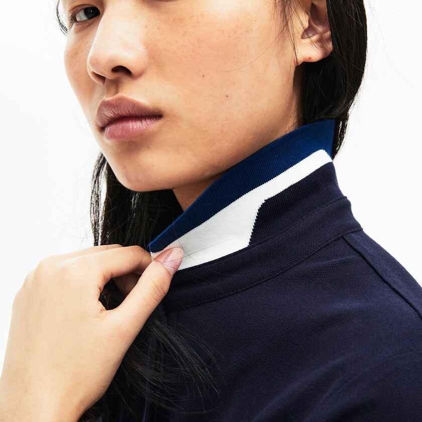 Camisa Polo Azul Marinho Azuis Feminino Lacoste Slim Fit Stretch Piqué FI6-70917B3