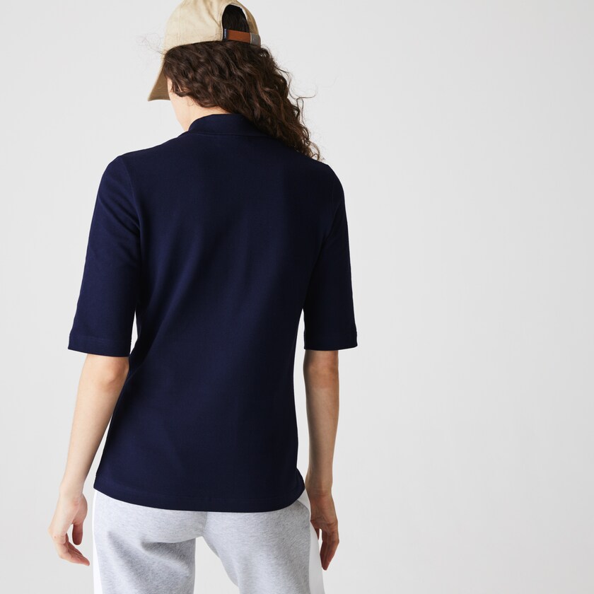 Camisa Polo Azul Marinho Azuis Feminino Lacoste Slim Fit Supple Cotton JP3-78387S8
