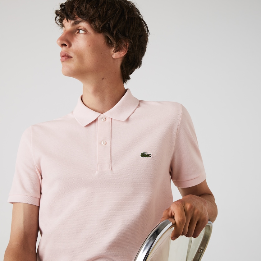 Camisa Polo Luz Rosa Masculino Lacoste Slim Fit in Petit Piqué HD7-63086J5
