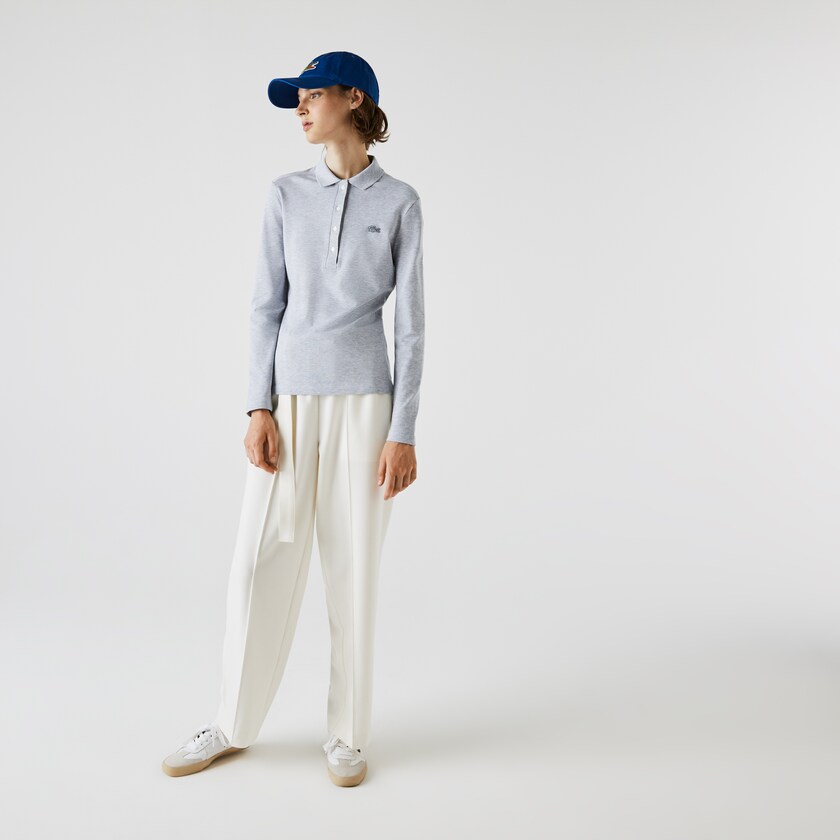 Camisa Polo Cinzentas Feminino Lacoste Slim Stretch Piqué NY8-56365O2