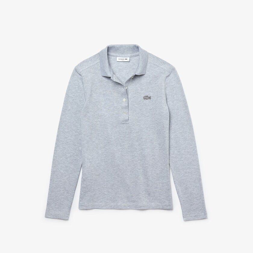 Camisa Polo Cinzentas Feminino Lacoste Slim Stretch Piqué NY8-56365O2