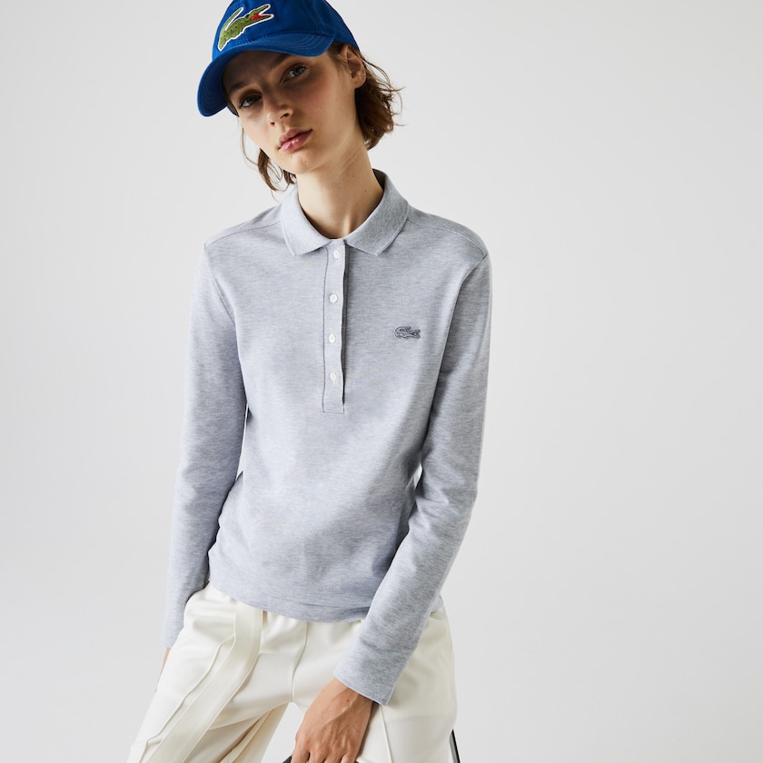 Camisa Polo Cinzentas Feminino Lacoste Slim Stretch Piqué NY8-56365O2