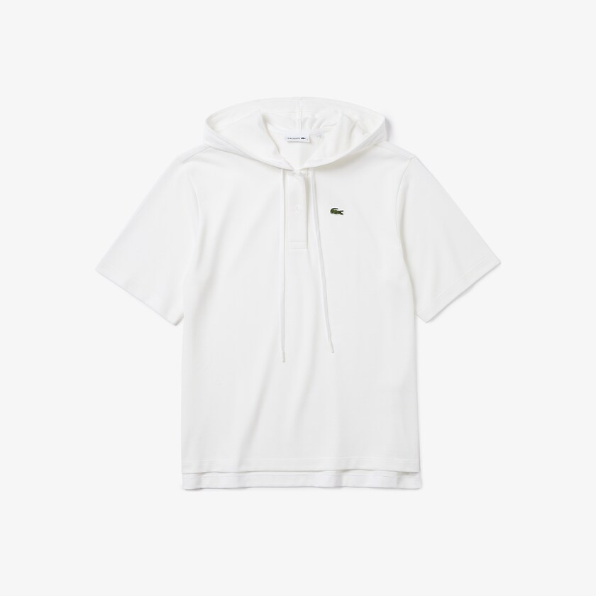 Camisa Polo Branco Feminino Lacoste Solid Cotton Piqué Hooded ET8-10671R0