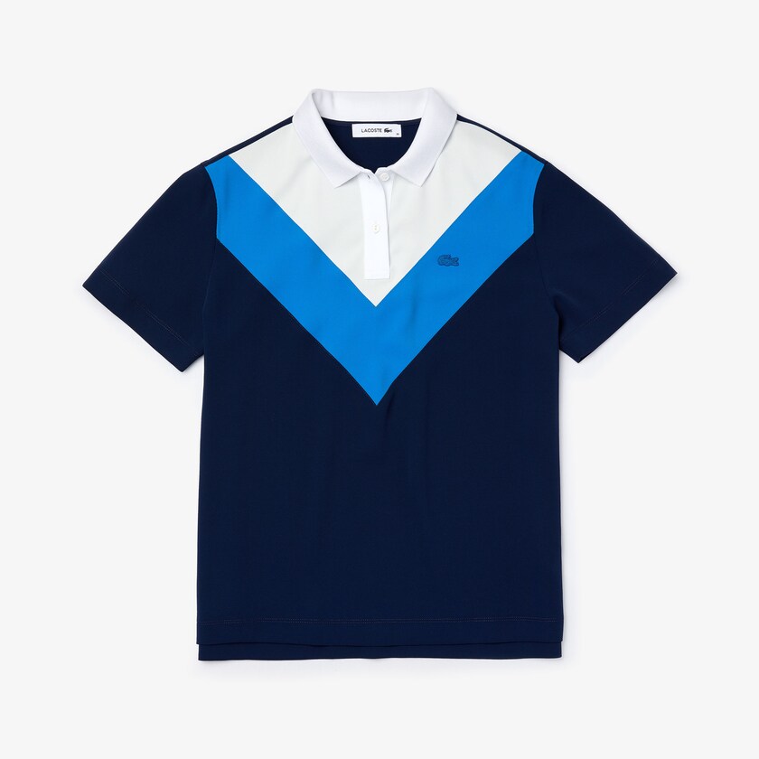Camisa Polo Azuis Branco Feminino Lacoste Straight fit Colourblock Flowy And Lightweight PT8-66416A6