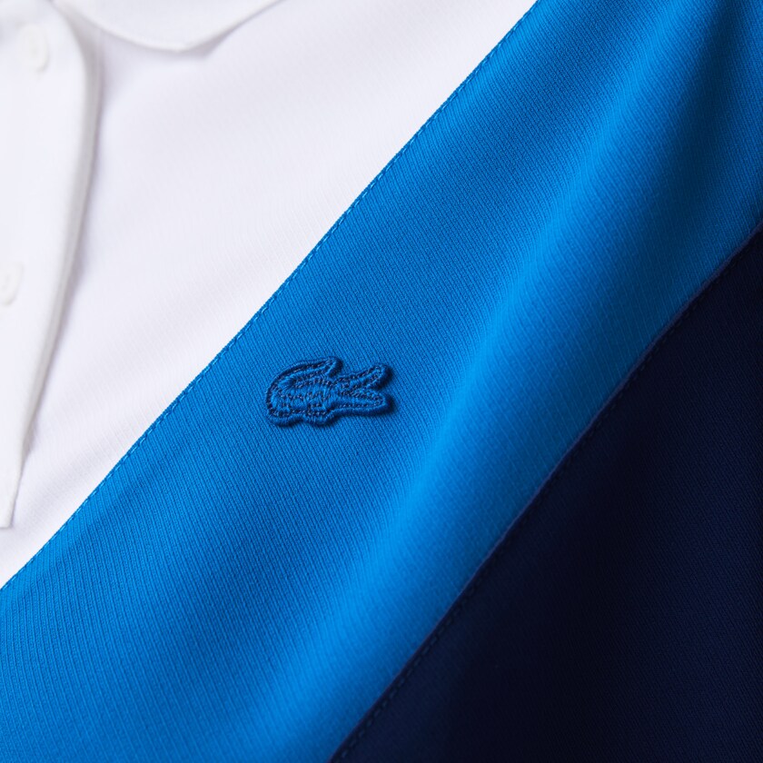 Camisa Polo Azuis Branco Feminino Lacoste Straight fit Colourblock Flowy And Lightweight PT8-66416A6