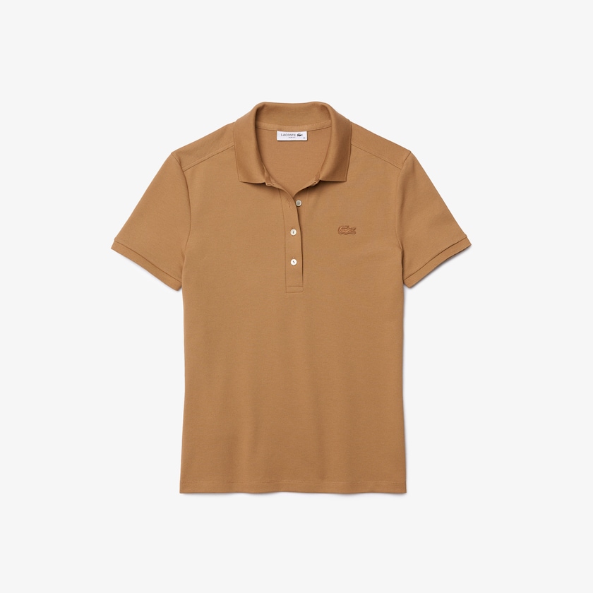 Camisa Polo Bege Feminino Lacoste Stretch Cotton Piqué JO0-50255P8
