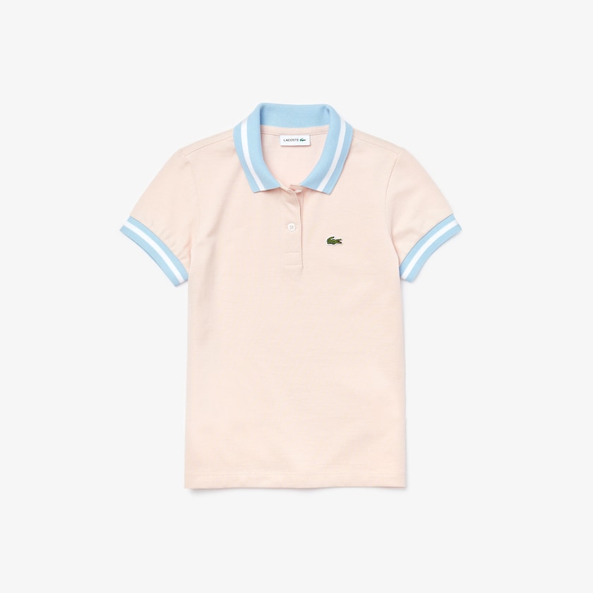 Camisa Polo Luz Rosa Branco Criança Lacoste Striped Details Cotton Piqué PZ9-21492B0