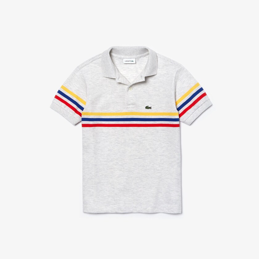 Camisa Polo Cinzentas Vermelhas Azuis Amarelas Criança Lacoste Tricolor Striped Cotton Petit Piqué OD6-81898V3