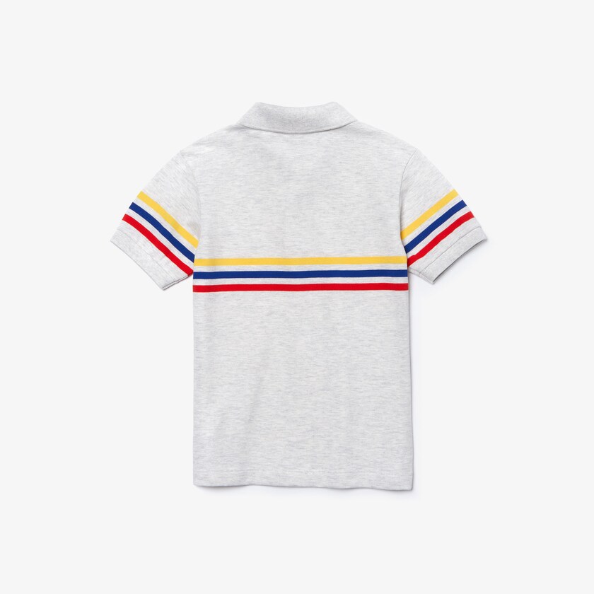 Camisa Polo Cinzentas Vermelhas Azuis Amarelas Criança Lacoste Tricolor Striped Cotton Petit Piqué OD6-81898V3