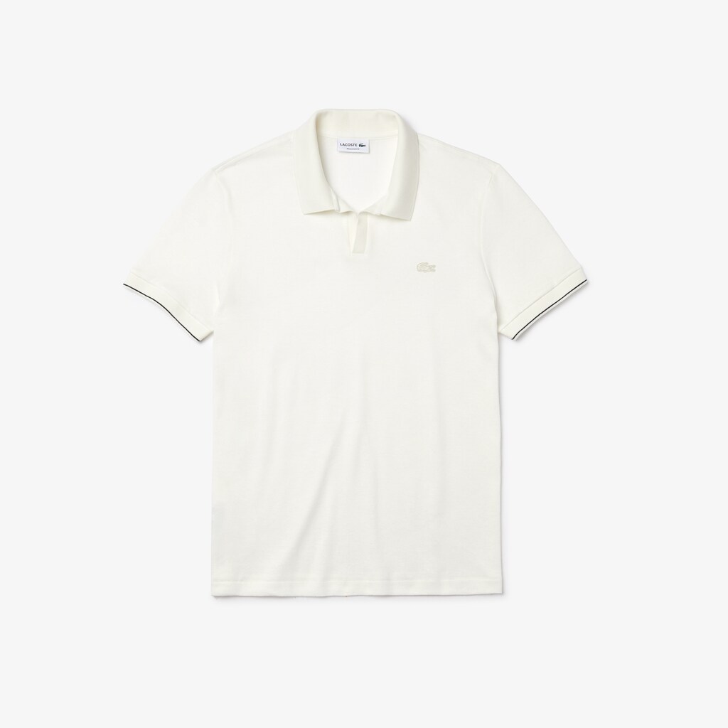 Camisa Polo Branco Pretas Masculino Lacoste Tunisian Collar Linen And Cotton Regular Fit LV7-14941L1