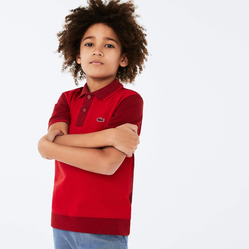 Camisa Polo Vermelhas Vermelhas Escuro Criança Lacoste Two-Tone Cotton Piqué QU1-71827C7