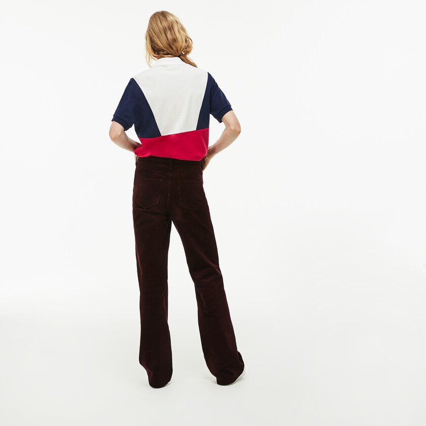 Camisa Polo Branco Azul Marinho Azuis Vermelhas Feminino Lacoste Zip Neck Colorblock Terrycloth Piqué EB9-86908W5