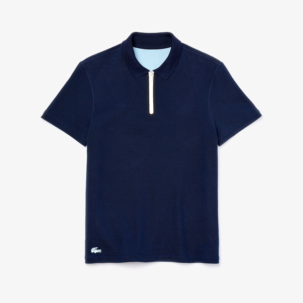 Camisa Polo Azul Marinho Azuis Azuis Masculino Lacoste Zippered Collar Regular Fit Reversible Piqué NF0-77677Q0