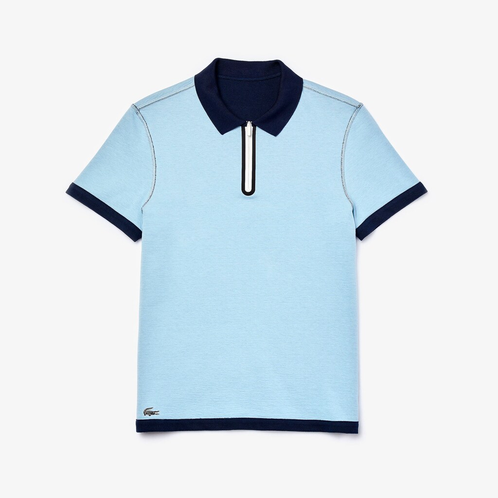 Camisa Polo Azul Marinho Azuis Azuis Masculino Lacoste Zippered Collar Regular Fit Reversible Piqué NF0-77677Q0