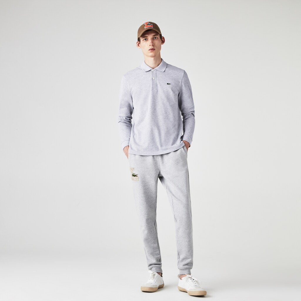 Camisa Polo Cinzentas Masculino Lacoste classic fit long-sleeve in marl petit piqué QQ8-47604N4