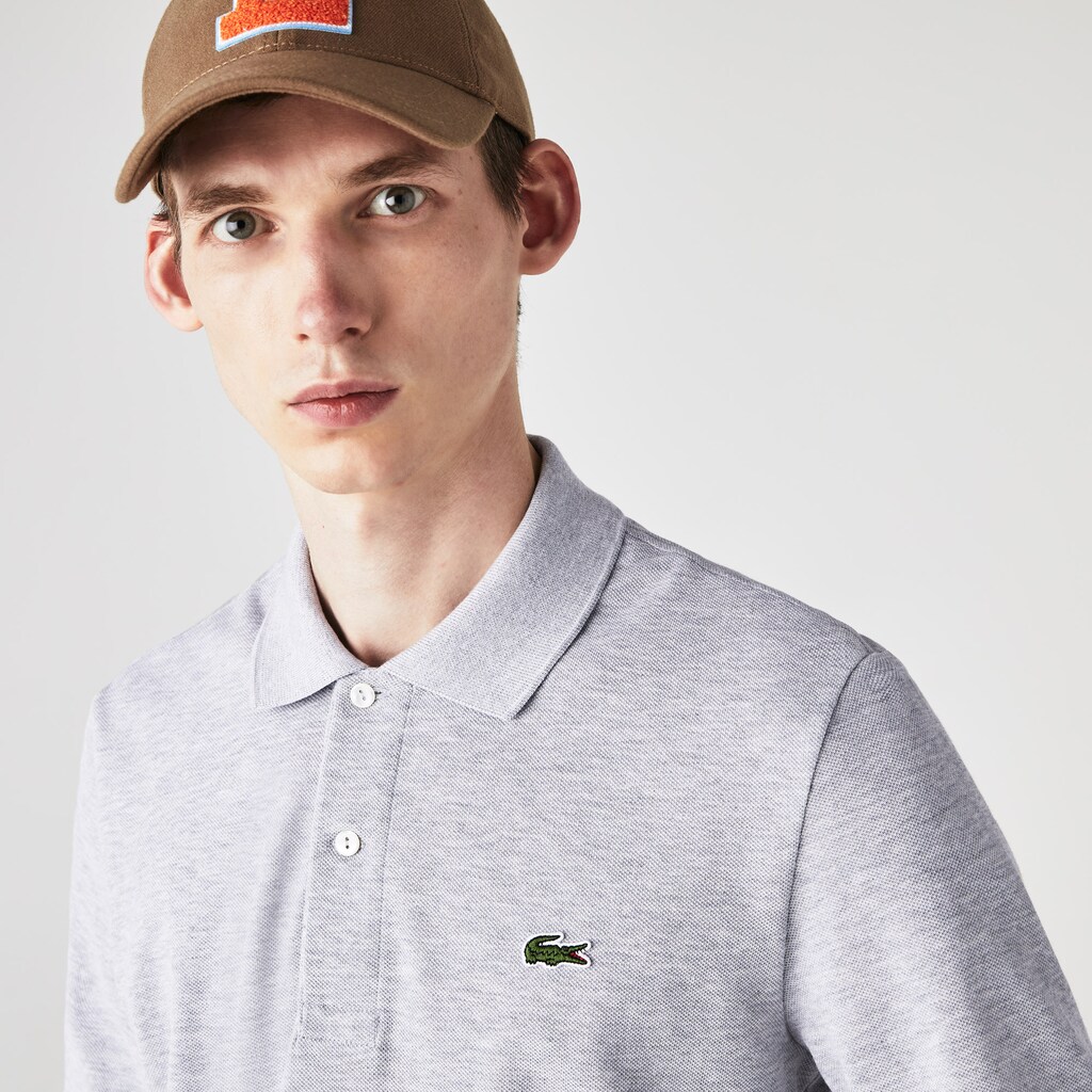 Camisa Polo Cinzentas Masculino Lacoste classic fit long-sleeve in marl petit piqué QQ8-47604N4