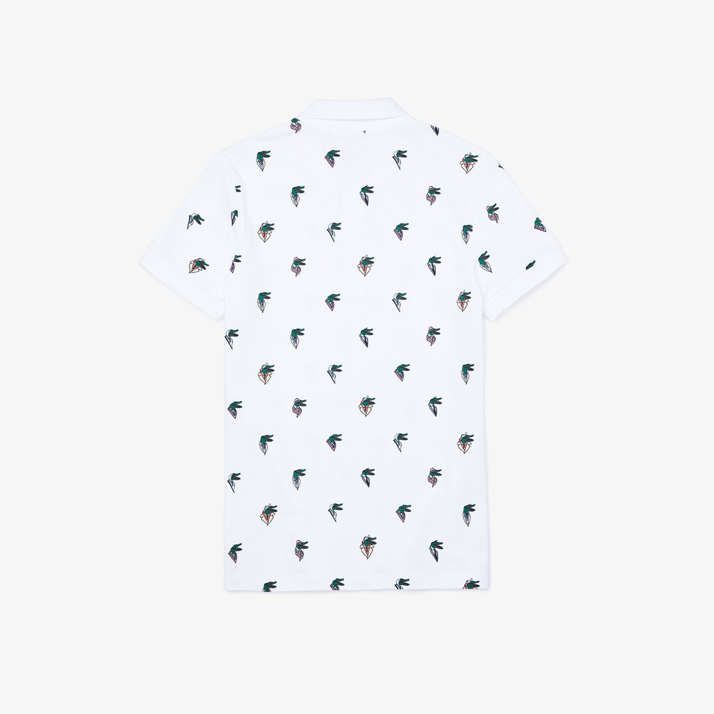 Camisa Polo Branco Amarelas Masculino Lacoste x Jean-Michel Tixier Print Regular Fit YD5-00120I9