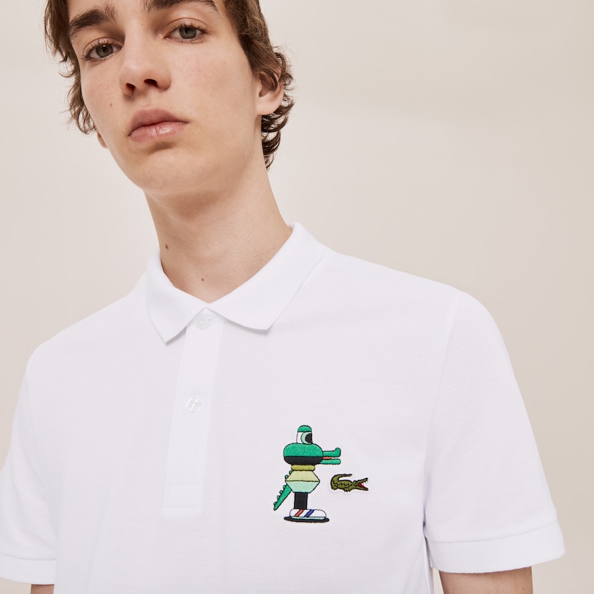Camisa Polo Branco Feminino Lacoste x Jeremyville Design Classic Fit MI0-31933Y9