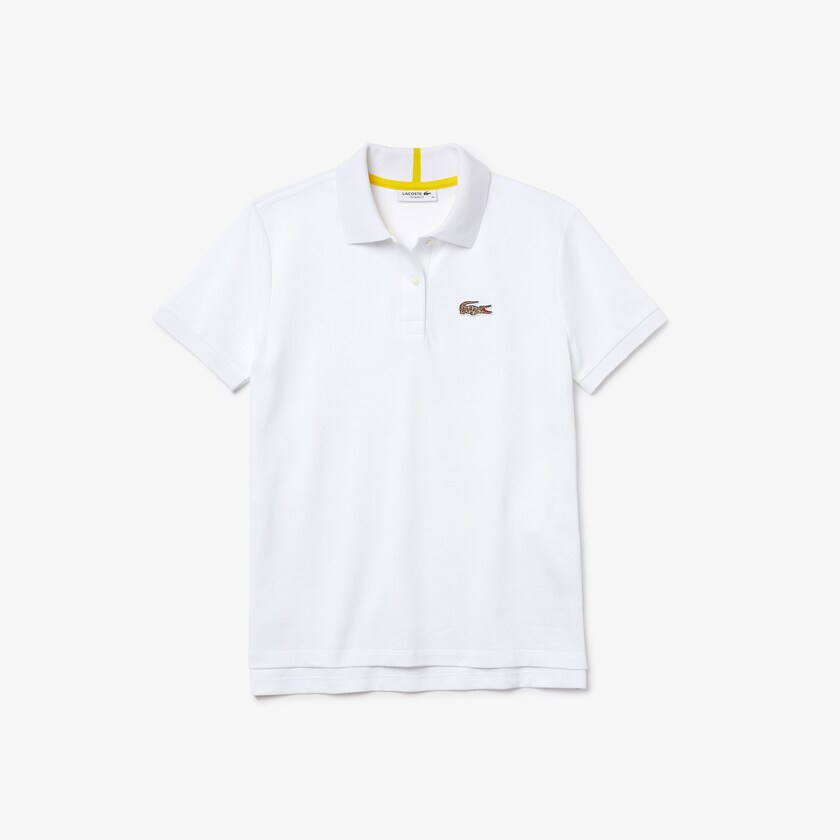 Camisa Polo Branco Feminino Lacoste x National Geographic Cotton Piqué LE3-69586K7