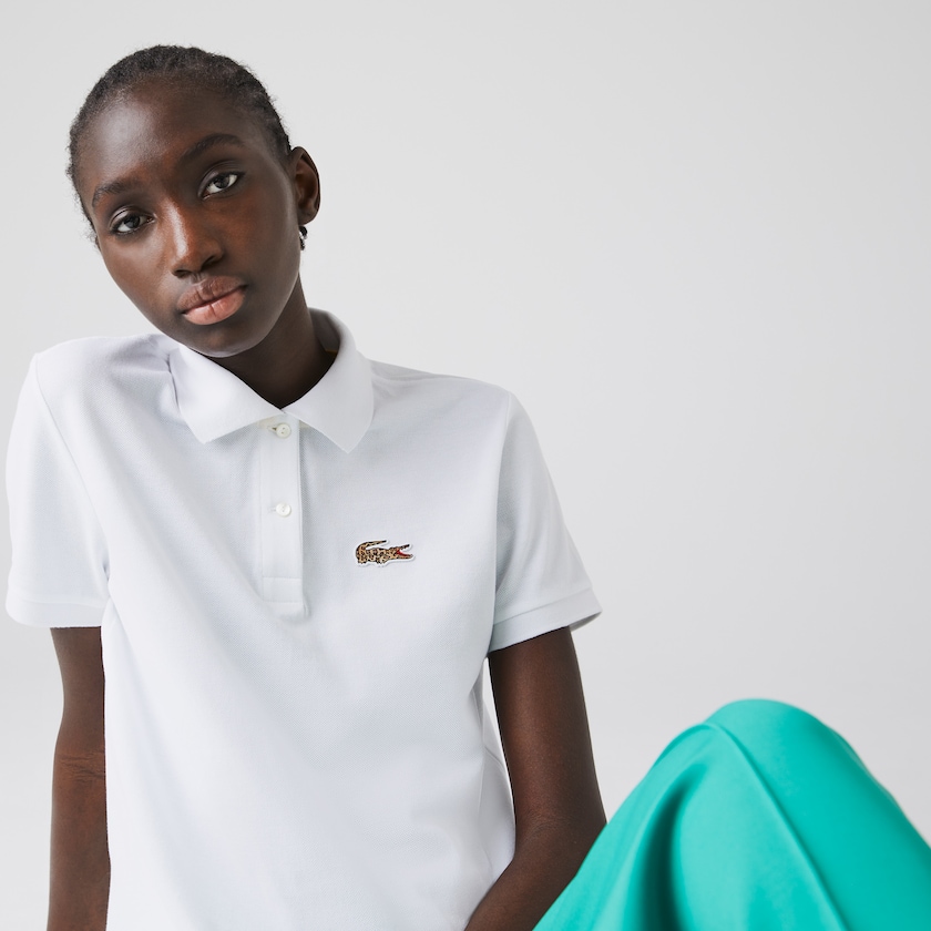 Camisa Polo Branco Feminino Lacoste x National Geographic Cotton Piqué LE3-69586K7