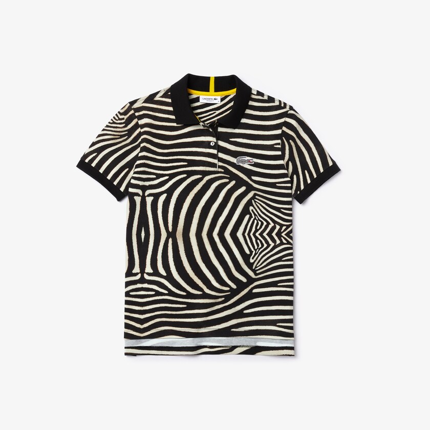Camisa Polo Branco Feminino Lacoste x National Geographic Animal Print Piqué ZH0-18611C8