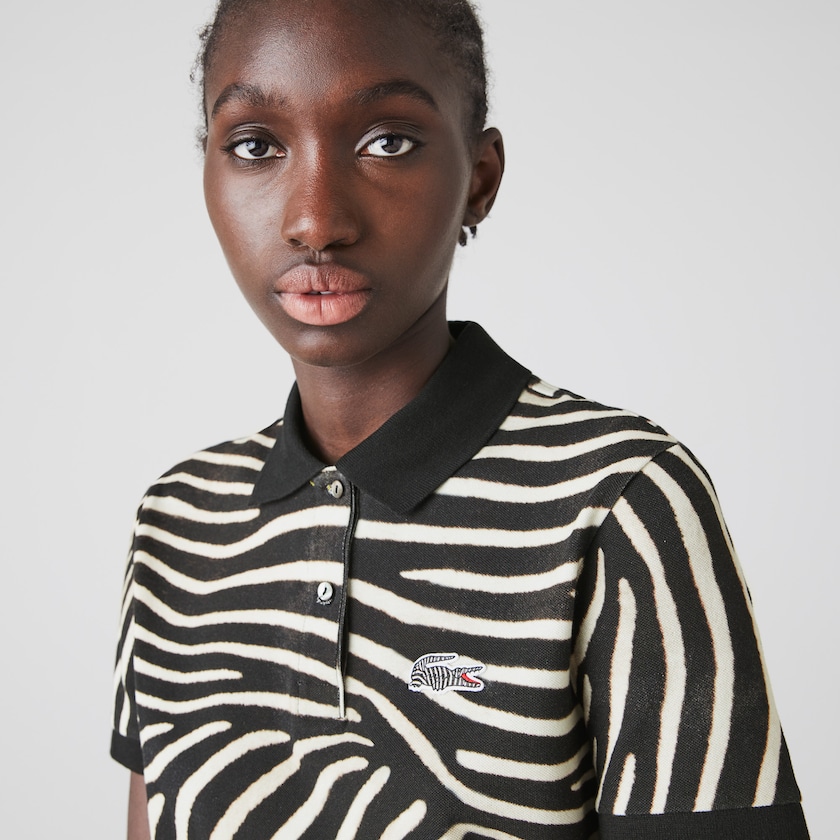Camisa Polo Branco Feminino Lacoste x National Geographic Animal Print Piqué ZH0-18611C8
