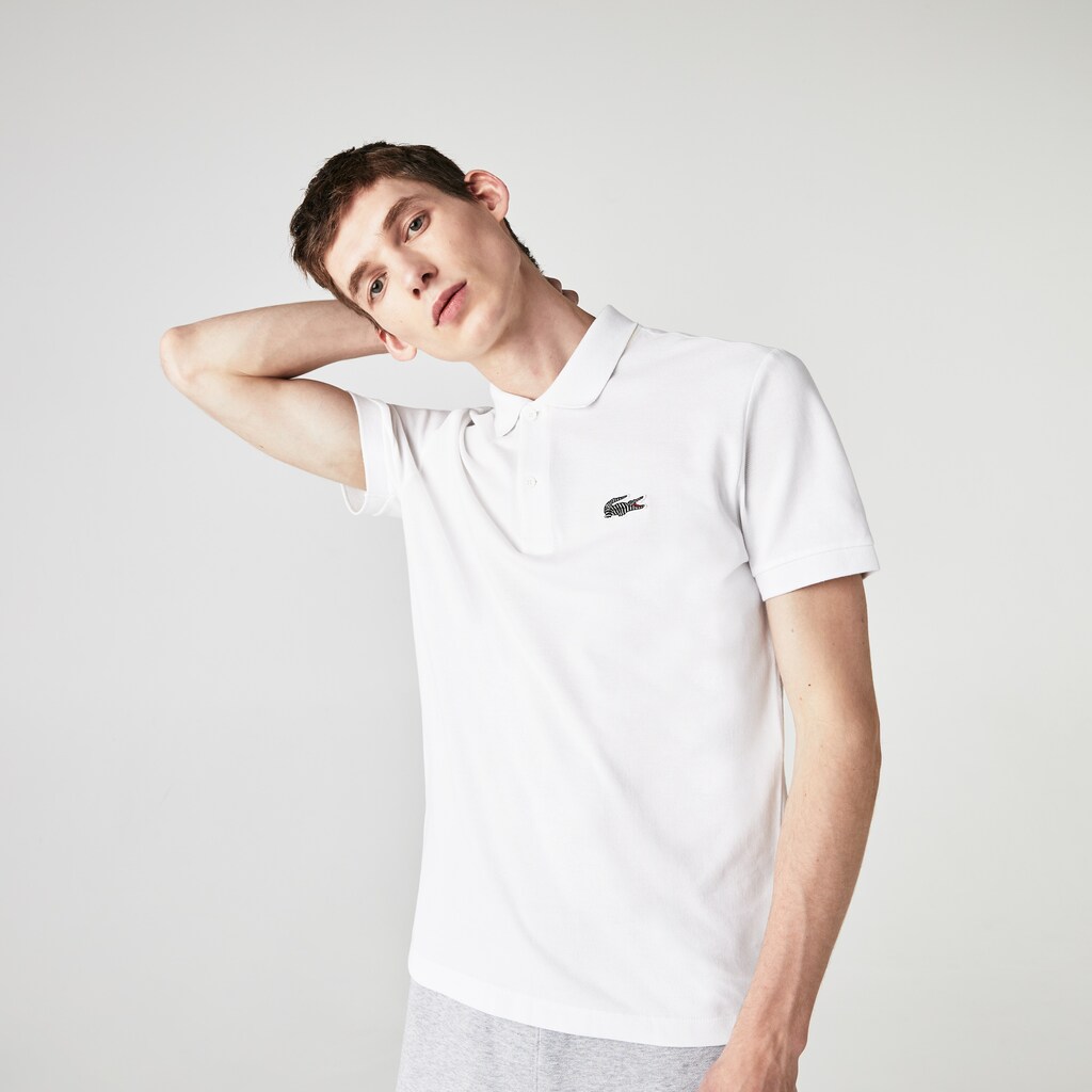 Camisa Polo Branco Masculino Lacoste x National Geographic Regular Fit Organic Cotton VD6-34163U8