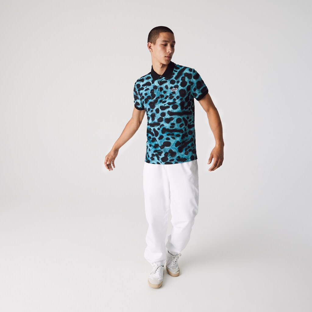 Camisa Polo Verdes Branco Masculino Lacoste x National Geographic Regular Fit Print Cotton PR9-63536K2