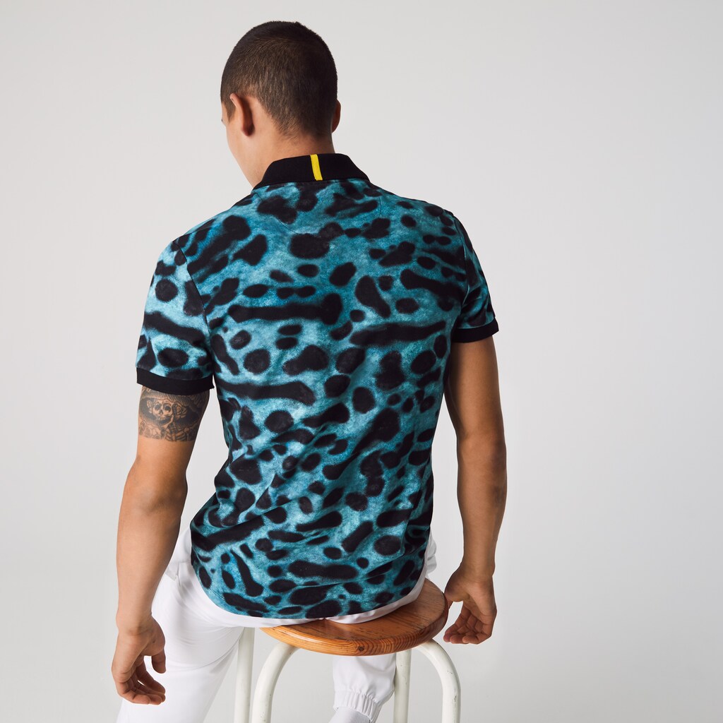 Camisa Polo Verdes Branco Masculino Lacoste x National Geographic Regular Fit Print Cotton PR9-63536K2