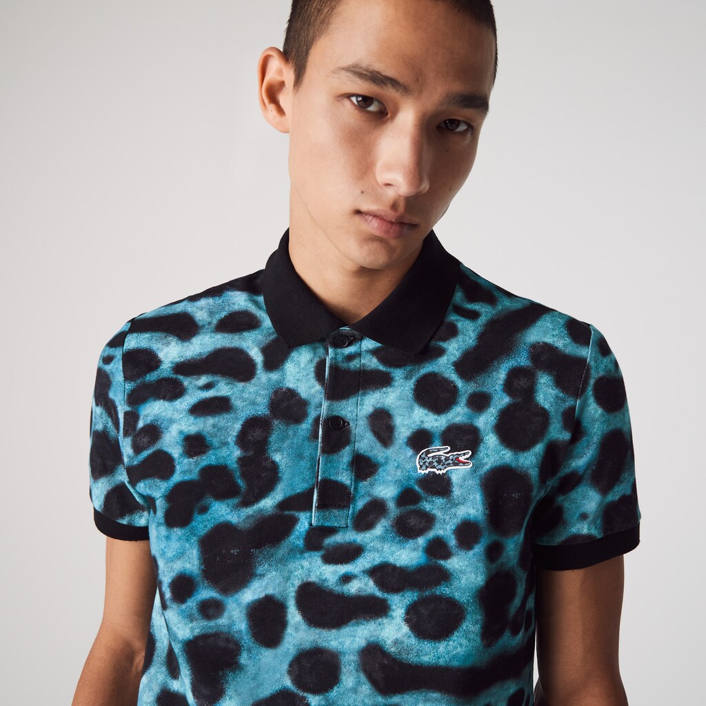 Camisa Polo Verdes Branco Masculino Lacoste x National Geographic Regular Fit Print Cotton PR9-63536K2