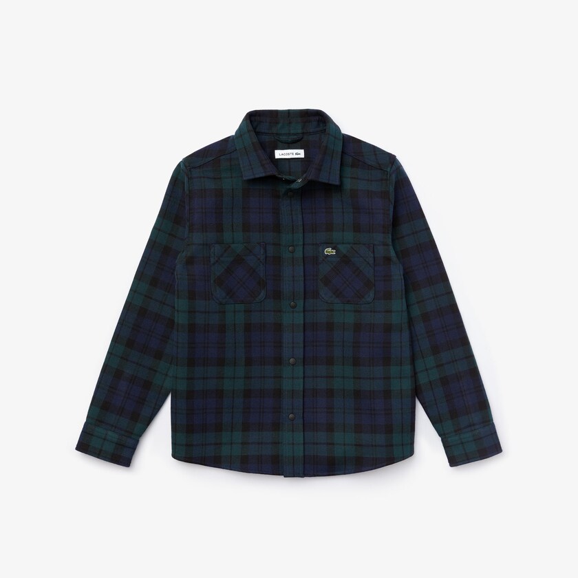 Camisas Azul Marinho Azuis Verdes Criança Lacoste Classic Fit Checked Cotton Flannel RJ1-32353L1