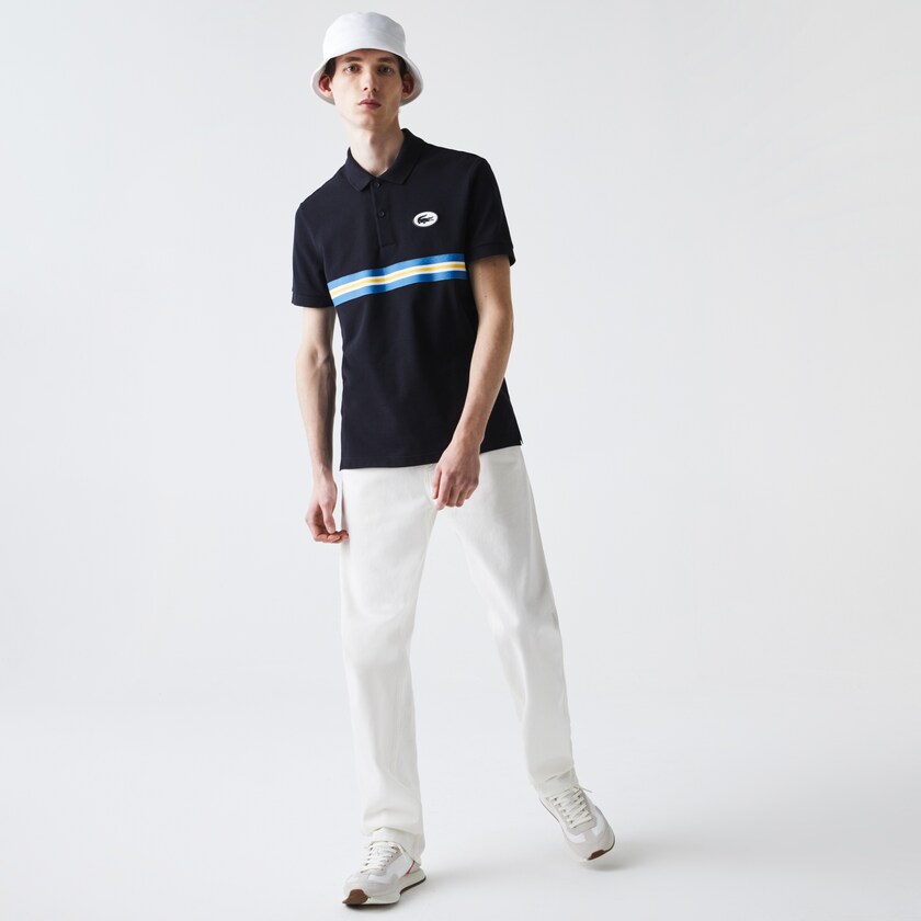 Camisas Azul Marinho Azuis Masculino Lacoste Heritage Regular Fit Badge Cotton Piqué Polo WN4-61766F3