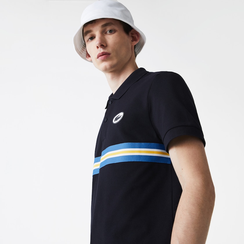 Camisas Azul Marinho Azuis Masculino Lacoste Heritage Regular Fit Badge Cotton Piqué Polo WN4-61766F3