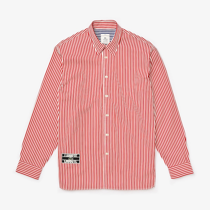 Camisas Branco Vermelhas Feminino Lacoste LIVE Boxy-Fit Striped Cotton TC5-66196Y4
