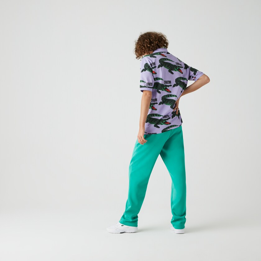 Camisas Roxo Branco Masculino Lacoste LIVE Chinatown Market Collaboration Loose Fit Polo MM4-35703S4