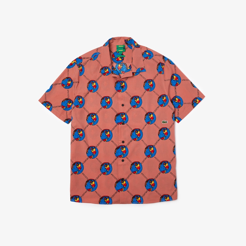 Camisas Rosa Branco Feminino Lacoste LIVE Chinatown Market Collaboration Print WQ4-01160S2